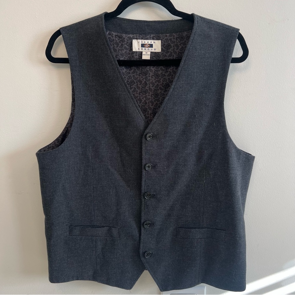 Joseph Abboud Charcoal Houndstooth Men’s Vest Wedding Fancy Business Career Work